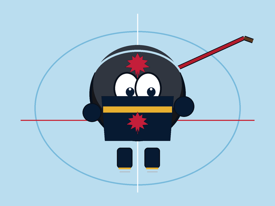 Cartoon hockey puck mascot